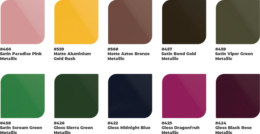 10 nouvelles couleurs éclatantes Arlon Premium Colour Change
