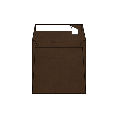 Enveloppes carrées 170 x 170 mm sans fenêtre Curious Translucents Color vélin, Chocolate, strip, patte droite 100g/m2