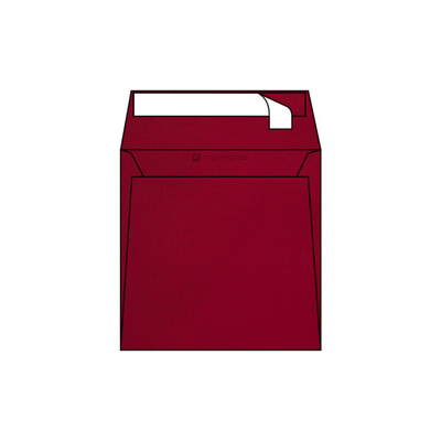 Enveloppes carrées 170 x 170 mm sans fenêtre Curious Translucents Color vélin, Red Lacquer, strip, patte droite 100g/m2