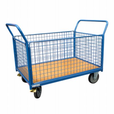 Photo Chariot modulaire 500 kg dossiers et ridelles grillagées amovibles