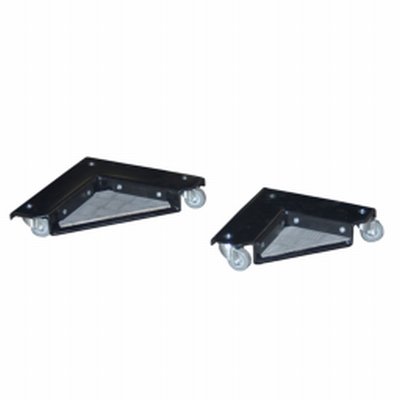Photo Coins roulants métalliques enrobés de PVC antidérapants + semelles de compensation CU 400 kg