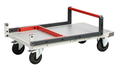 Chariot FIMM flat-pack dossier repliable 850 x 500 mm plateau mélaminé roues caoutchouc 250 kg