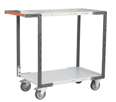 Servante FIMM flat-pack 2 plateaux mélaminé, 850 x 500 mm, roues TPE, 250 kg