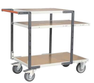 Servante FIMM flat-pack 3 plx médium 2 plx 850 x 500 mm et 1 plateau 550 x 500 mm roues TPE 400 kg