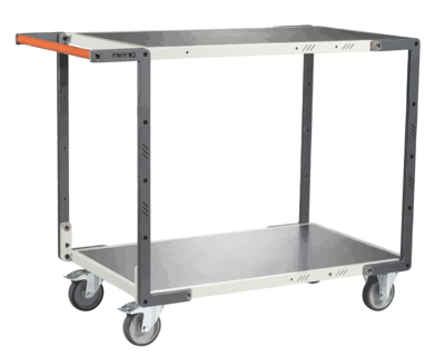 Servante FIMM flat-pack 2 plateaux tôle, 1000 x 600 mm, roues TPE, 250 kg