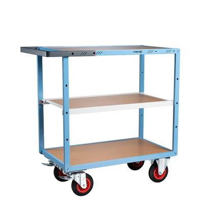Servante mécano-soudée 3 plateaux médium, 850 x 500 mm, roues CC, 400 kg