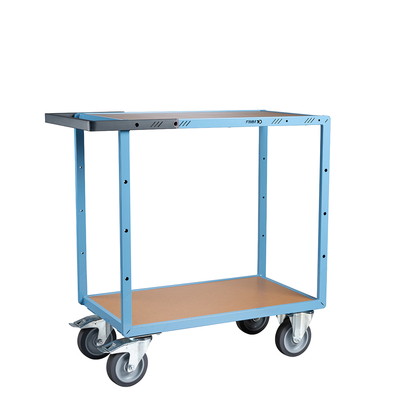 Servante mécano-soudée 2 plateaux médium, 850 x 500 mm, roues TPE, 400 kg