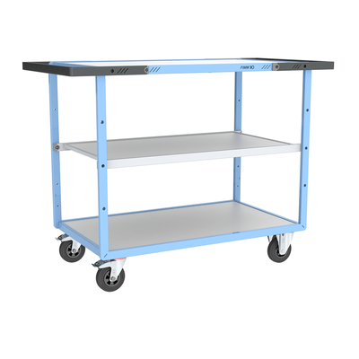 Servante mécano-soudée double poignées 3 plat mélaminé 850x500mm roues CC 250kg