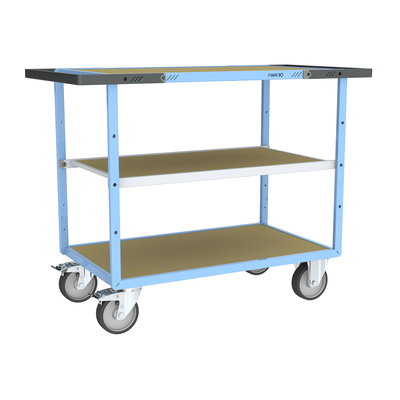 Servante mécano-soudée DP 3 plateaux médium, 850 x 500 mm, roues TPE, 400 kg