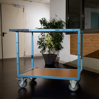 Servante mécano-soudée 2 plateaux médium, 1000 x 600 mm, roues TPE, 400 kg