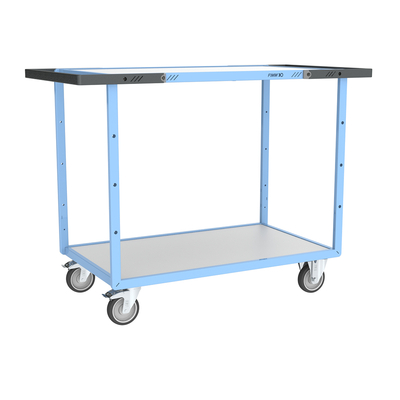 Servante mécano-soudée double poignées 2plat mélaminé 1000x600mm roues TPE 250kg