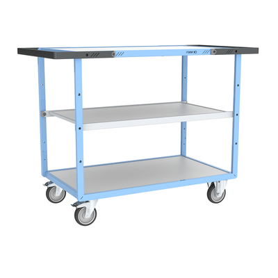 Servante mécano-soudée double poignées 3plat mélaminé 1000x600mm roues TPE 250kg
