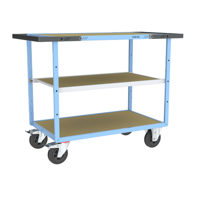 Servante mécano-soudée DP 3 plateaux médium, 1000 x 600 mm, roues CC, 400 kg