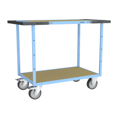 Servante mécano-soudée DP 2 plateaux médium, 1000 x 600 mm, roues TPE, 400 kg