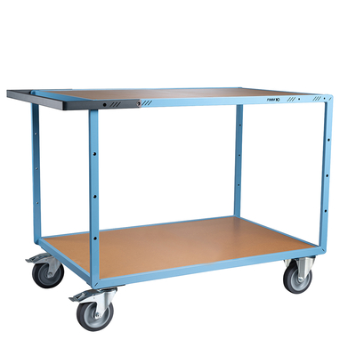 Servante mécano-soudée 2 plateaux médium, 1200 x 800 mm, roues TPE, 400 kg