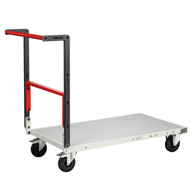 Chariot monté dossier repliable 1000 x 600 mm plateau mélaminé roues CC 250 kg, FIMM