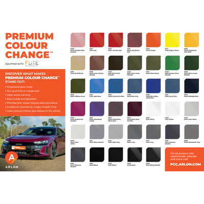 Swatch book du Arlon Premium Colour Change