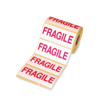 Etiquette Auto-adhésive blanche  imprimée FRAGILE en rouge 148 mm x 48.8 mm