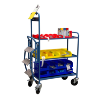 Photo Servante escabeau 250 kg, 3 plateaux