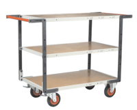 Servante FIMM flat-pack 3 plateaux médium double poignées 850 x 500 mm roues caoutchouc 400 kg