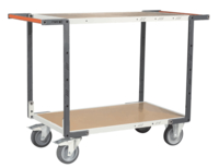 Servante FIMM flat-pack 2 plateaux médium double poignées 850 x 500 mm roues TPE 400 kg