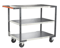 Servante FIMM flat-pack 3 plateaux tôle, 850 x 500 mm, roues caoutchouc, 250 kg
