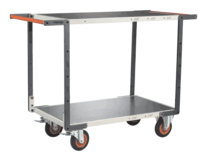 Servante FIMM flat-pack 2 plateaux tôle double poignées 850 x 500 mm roues caoutchouc 400 kg