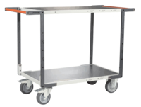 Servante FIMM flat-pack 2 plateaux tôle double poignées 850 x 500 mm roues TPE 400 kg