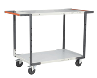 Servante FIMM flat-pack 2 pl.x mélaminé double poignées 1000 x 600 mm roues caoutchouc 250 kg