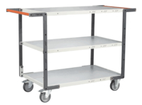Servante FIMM flat-pack 3 plateaux mélaminé double poignées 1000 x 600 mm roues TPE 250 kg