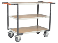 Servante FIMM flat-pack 3 plateaux médium double poignées 1000 x 600 mm roues TPE 400 kg