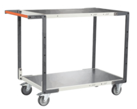 Servante FIMM flat-pack 2 plateaux tôle, 1000 x 600 mm, roues TPE, 250 kg