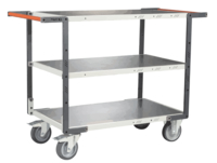 Servante FIMM flat-pack 3 plateaux tôle double poignée 1000 x 600 mm roues TPE 400 kg