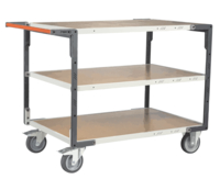 Servante FIMM flat-pack 3 plateaux médium, 1200 x 800 mm, roues TPE, 400 kg
