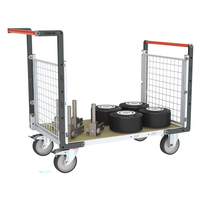 Chariot modulaire grillagé 2 dossiers, plateau bois 1200 x 800 mm, roues rectangle 500 kg, FIMM