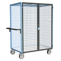 Servante grillagée 4 côtés, verrouillable, plateau bois, 1200 x 800 mm, 500 kg, FIMM