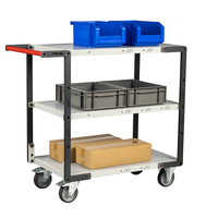 Servante montée 3 plateaux mélaminé, 850 x 500 mm, roues TPE, 250 kg