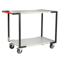 Servante montée 2 plateaux mélaminé, 1000 x 600 mm, roues TPE, 250 kg