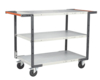 Servante FIMM flat-pack 3 plateaux mélaminé double poignées 850 x 500 mm roues caoutchouc 250 kg