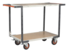 Servante FIMM flat-pack 2 plateaux médium double poignées 850 x 500 mm roues caoutchouc 400 kg