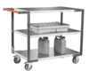 Servante FIMM flat-pack 3 plateaux tôle, 850 x 500 mm, roues TPE, 250 kg