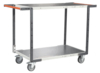 Servante FIMM flat-pack 2 plateaux tôle double poignées 850 x 500 mm roues TPE 250 kg
