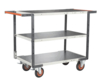 Servante FIMM flat-pack 3 plateaux tôle double poignées 850 x 500 mm roues caoutchouc 400 kg