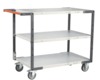Servante FIMM flat-pack 3 plateaux mélaminé, 1000 x 600 mm, roues TPE, 250 kg