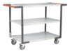 Servante FIMM flat-pack 3 plateaux mélaminé double poignées 1000 x 600 mm roues TPE 250 kg