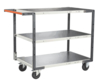 Servante FIMM flat-pack 3 plateaux tôle, 1000 x 600 mm, roues caoutchouc, 250 kg