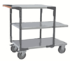 Servante FIMM flat-pack 3 plx tôle, 2 plx 1000 x 600 mm et 1 pl. 700 x 600 mm roues TPE 400 kg