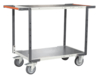 Servante FIMM flat-pack 2 plateaux tôle double poignée 1000 x 600 mm, roues TPE 400 kg