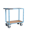Servante mécano-soudée 2 plateaux médium, 850 x 500 mm, roues TPE, 400 kg