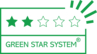 Un produit 2 étoiles "Green Star System for Visual Com" signifie qu'il est soit fabriqué avec une matière première d'origine fossile peu recyclable, soit avec un matériau d'origine renouvelable/biologique qui n'est pas recyclable